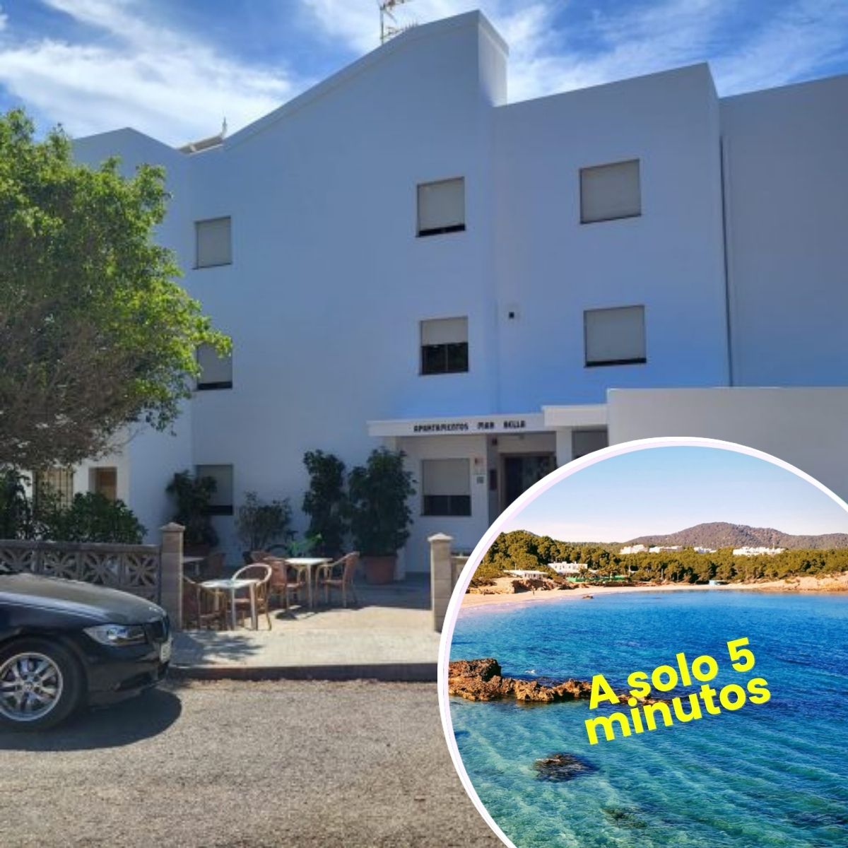 Playa de Cala Nova y mar cristalino en Ibiza — Apartamentos Mar Bella